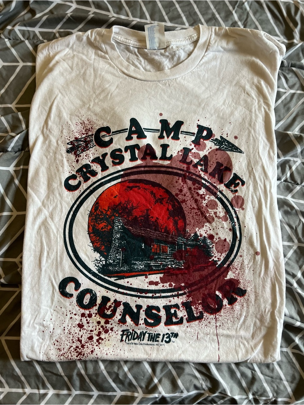 Camp Crystal Lake Counselor Graphic Tee - White with Red/Black Print